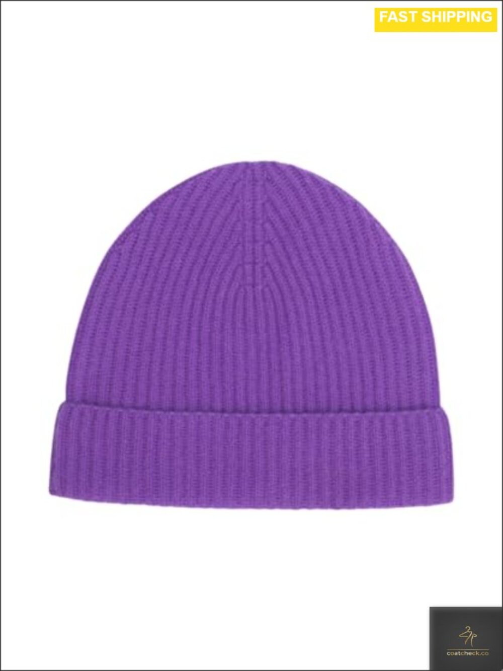 100% Mongolian Cashmere Ribbed Cuffed Beanie Winter Hat